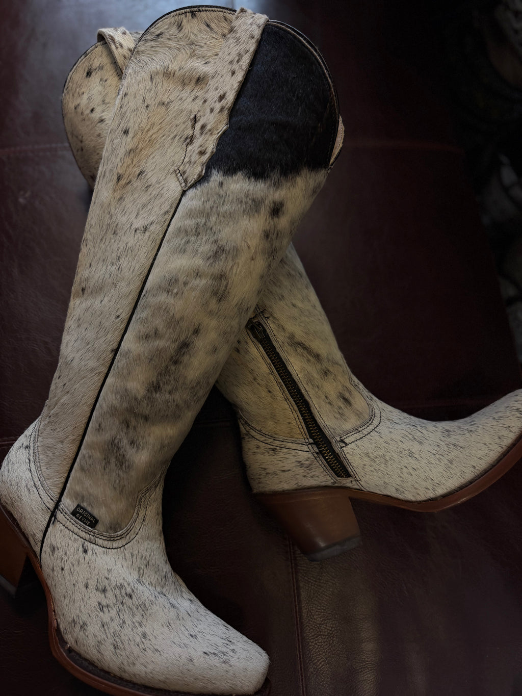 Bota alta de pelo de vaca para mujer(hasta la rodilla)